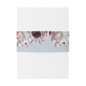 Romantische stoffige blauwe en bordeauxrode bloeme uitnodigingen wikkel (Achterkant Voorbeeld)