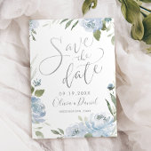 Romantische stoffige blauwe kalligrafie save the d save the date