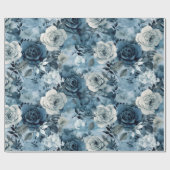 Romantische Stoffige Blauwe Rozen Cadeaupapier (Vlak)