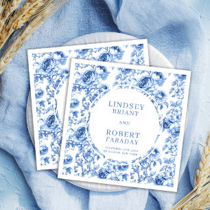 Romantische stoffige blauwe toile rozen huwelijkss servet
