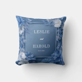 Romantische stoffige blauwe tuin bloeit bruiloft kussen