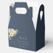 Romantische stoffige blauwe witte rozen bruiloft bedankdoosjes (Geopend)