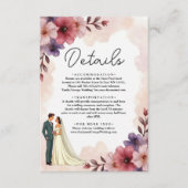 Romantische stoffige bloemenbruid en bruidegom chi informatiekaartje (Voorkant)