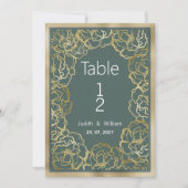 Romantische stoffige groen gouden roos flora Tabel Kaart (Voorkant)