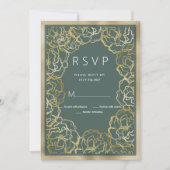 Romantische stoffige groene gouden roos bloemige R Kaart (Voorkant)