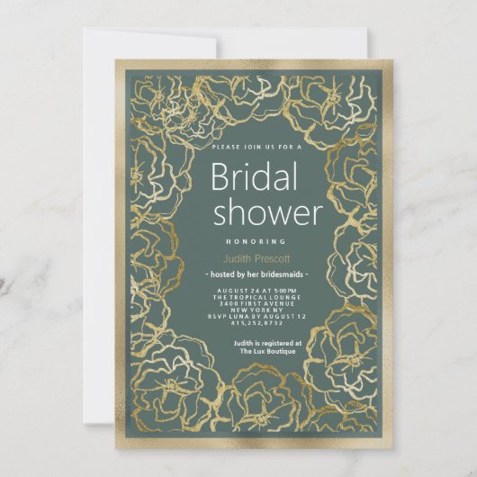 Romantische stoffige groene gouden roos flora Brui Kaart (Voorkant)