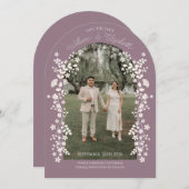Romantische stoffige Lavendel Bloemenboog Save the Kaart (Voorkant / Achterkant)