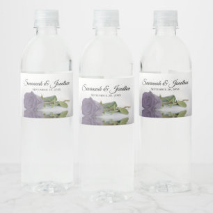 Romantische stoffige Paarse Roos Elegante bruiloft Waterfles Etiket