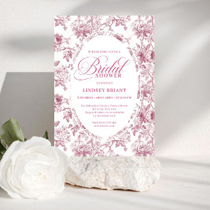 Romantische stoffige roze bloemstuk toile bruiloft kaart