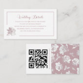 Romantische Stofje Witte Roze Bloem QR code Informatiekaartje (Voorkant / Achterkant)