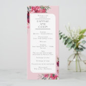 Romantische Stofrose Pioen Moderne Lijst Programmakaart (Staand voorkant)