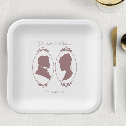 Romantische Stofrose Regency Botanische Cameeën Papieren Bordje