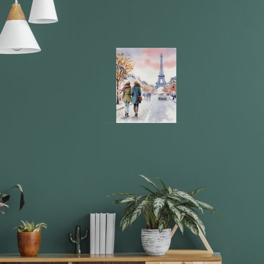 Romantische straatscène van Parijs print (Woonkamer 1)