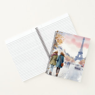 Romantische straatscène van Parijs print Notitieboek
