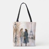 Romantische straatscène van Parijs print Tote Bag (Achterkant)