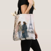 Romantische straatscène van Parijs print Tote Bag (Dichtbij)