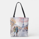 Romantische straatscène van Parijs print Tote Bag (Achterkant)