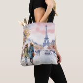 Romantische straatscène van Parijs print Tote Bag (Dichtbij)