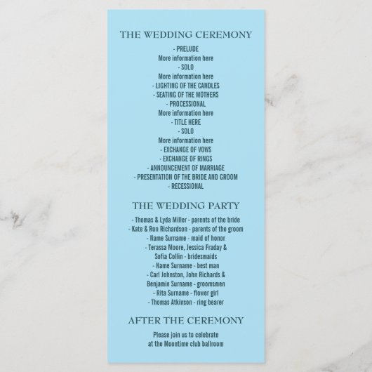 Romantische strand bruiloft programma's (Achterkant)