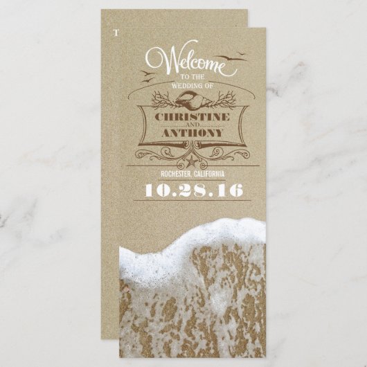 Romantische strand bruiloft programma's met zee sc (Voorkant / Achterkant)