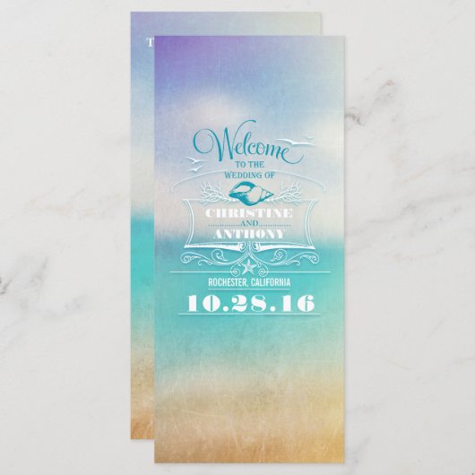 Romantische strand bruiloft programma's - Ombre bl (Voorkant / Achterkant)