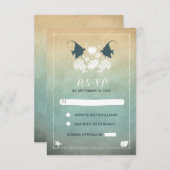 romantische strand bruiloft RSVP kaarten (Voorkant / Achterkant)