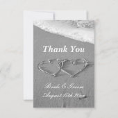 Romantische strand bruiloft zandhart tekening bedankkaart (Voorkant)