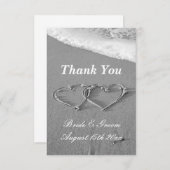 Romantische strand bruiloft zandhart tekening bedankkaart (Voorkant / Achterkant)
