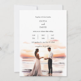 Romantische strand Elopement Ocean Sunset Bruiloft Kaart