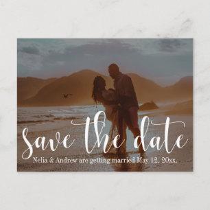 Romantische strand foto typografie 30 Save the Dat Aankondigingskaart