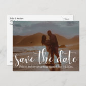 Romantische strand foto typografie 30 Save the Dat Aankondigingskaart (Voorkant / Achterkant)