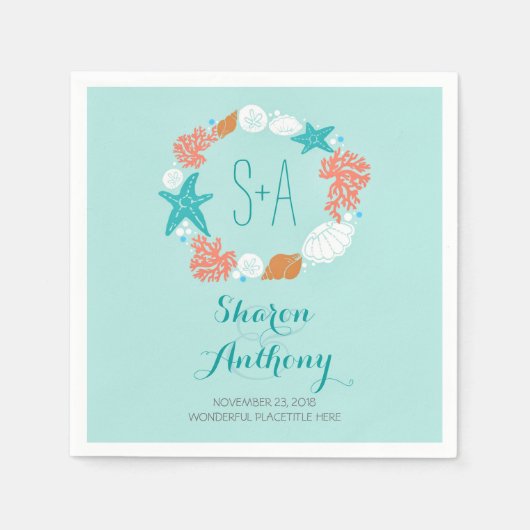 Romantische Strand Schatten Trouwpapier Servetten (Voorkant)