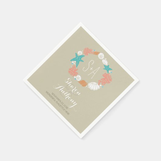 Romantische Strand Schatten Trouwpapier Servetten (Hoek)
