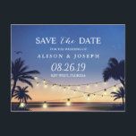 Romantische Strand Sunset String Lights Save the D Aankondigingskaart<br><div class="desc">Romantische Strand Sunset String Lights Save the Date Briefkaart. (1) Klik voor verdere aanpassingen op de link "Aanpassen" en gebruik onze ontwerptool om deze sjabloon te wijzigen. (2) Neem contact met mij op als u hulp nodig hebt of overeenkomende objecten nodig hebt.</div>