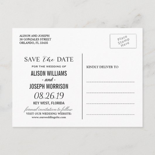 Romantische Strand Sunset String Lights Save the D Aankondigingskaart (Achterkant)