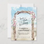 Romantische Strand Waterverf Save the Date Bruilof Magnetische Uitnodiging (Voorkant)