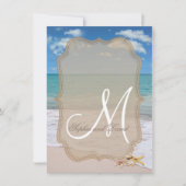 Romantische Strand Zeesterren Trouw Uitnodiging (Voorkant)