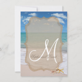 Romantische Strand Zeesterren Trouw Uitnodiging