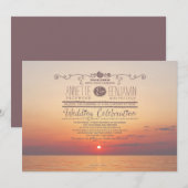 Romantische strand zonsondergang zee huwelijksuitn kaart (Voorkant / Achterkant)