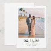 Romantische strandfoto save the date (Voorkant / Achterkant)