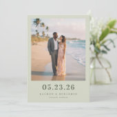 Romantische strandfoto save the date (Staand voorkant)