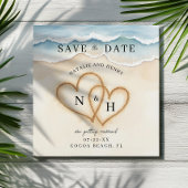 Romantische strandharten redden de datum | Waterve Save The Date