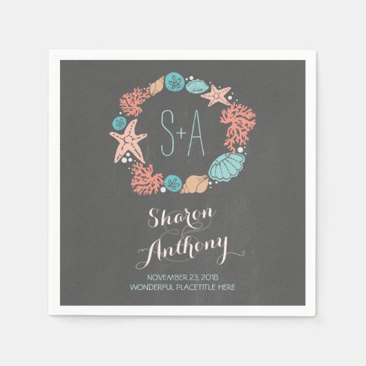 Romantische Strandkrans Trouwpapier Servetten (Voorkant)