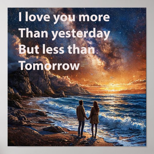 💑 Romantische strandliefde koppel Inspirerende qu Poster (Voorkant)