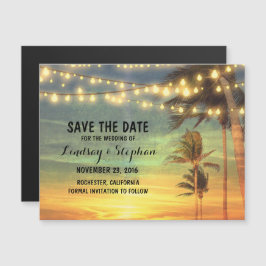 Romantische strandzonsondergang Save the Date Magnetische Uitnodiging