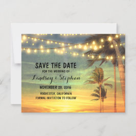 Romantische strandzonsondergang Save the Date Magnetische Uitnodiging