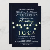 Romantische string lichten marine bruiloft uitnodi kaart (Voorkant / Achterkant)