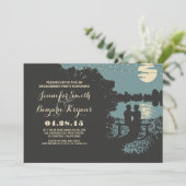 Romantische string lichten outdoor verlovingsfeest kaart (Staand voorkant)