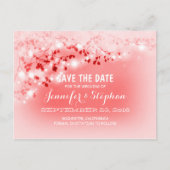 Romantische String Lichten Roze Save The Date brie Aankondigingskaart (Voorkant)