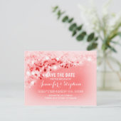 Romantische String Lichten Roze Save The Date brie Aankondigingskaart (Staand voorkant)